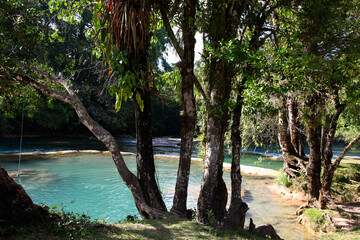 bright azure cascades Agua Azul waterfalls, Chiapas, Mexico