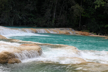 turquoise water Agua Azul falls, Chiapas, Mexico