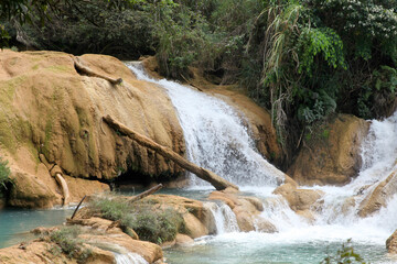 turquoise water Agua Azul falls, Chiapas, Mexico