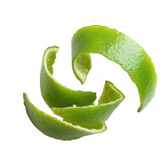 Lime zest spirals isolated on transparent background