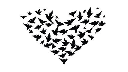 A flock of birds at sunset. Vector abstract silhouette of flying birds Pattern of sunrise and geese or ducks © Deecurve