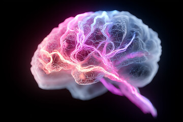 Glowing Neural Brain with Energy Surges