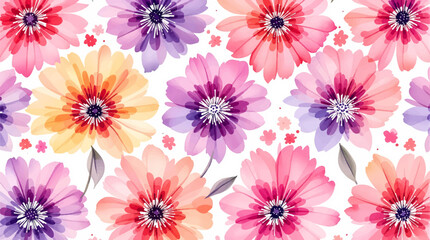 Colorful wild flower background with watercolor