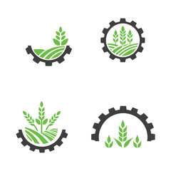set of bundle modern agriculture logo.