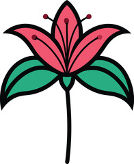 Rain lily flower vector illustration on transparent background.