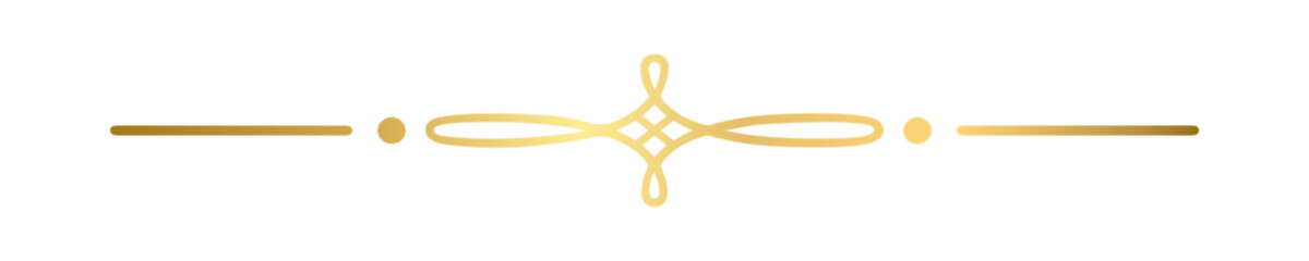 Gold text divider doodle. Wedding decorative element. Divider ornament, border, vintage line separator. Hand drawn vector illustration isolated on a transparent background