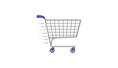 3d shopping cart vector illustration icon on white background. Three dimensional supermarket trolley design to use in ecommerce, online shopping, web commerce, webshop design projects.