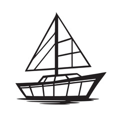 Glass Ship Silhouette – Transparent Hull Vessel with Modern Geometric Design in Black and White