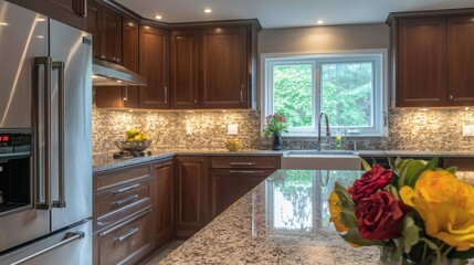 3. Modern kitchen featuring under cabinet lighting casting a subtle glow