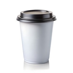 White disposable coffee cup isolated on transparent background 