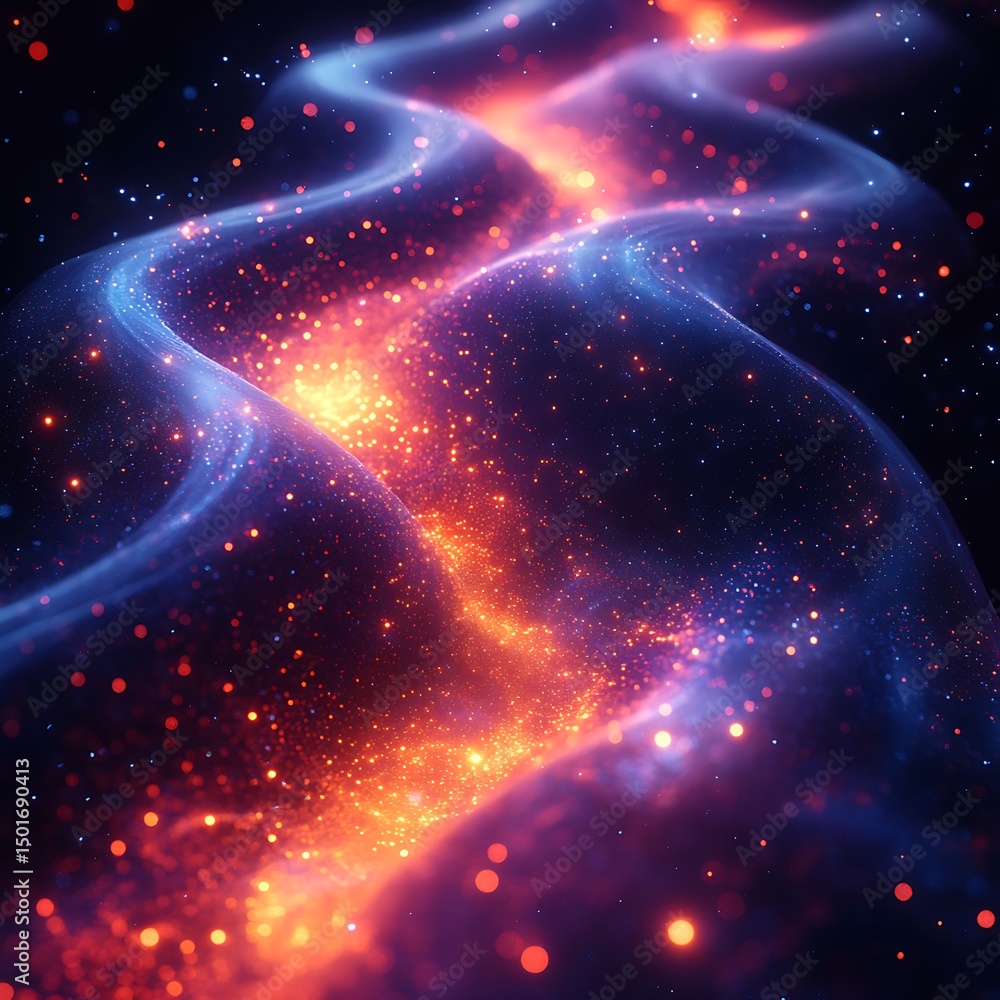 Aufkleber abstract flowing nebula with vibrant colors and sparkling particles in high resolution photo