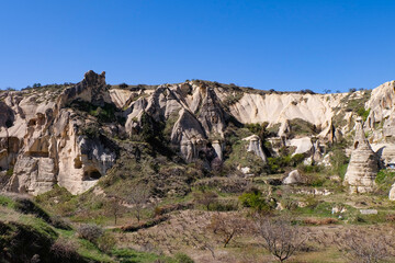 Fototapeta premium Open Air museum, historical and archaeological site with its its caves, monasteries and churches in Goreme, Cappadocia 