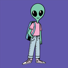 Urban Cartoon Alien, Alien Fashion Cartoon 
