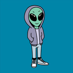 Urban Cartoon Alien, Alien Fashion Cartoon 