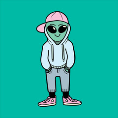 Urban Cartoon Alien, Alien Fashion Cartoon 