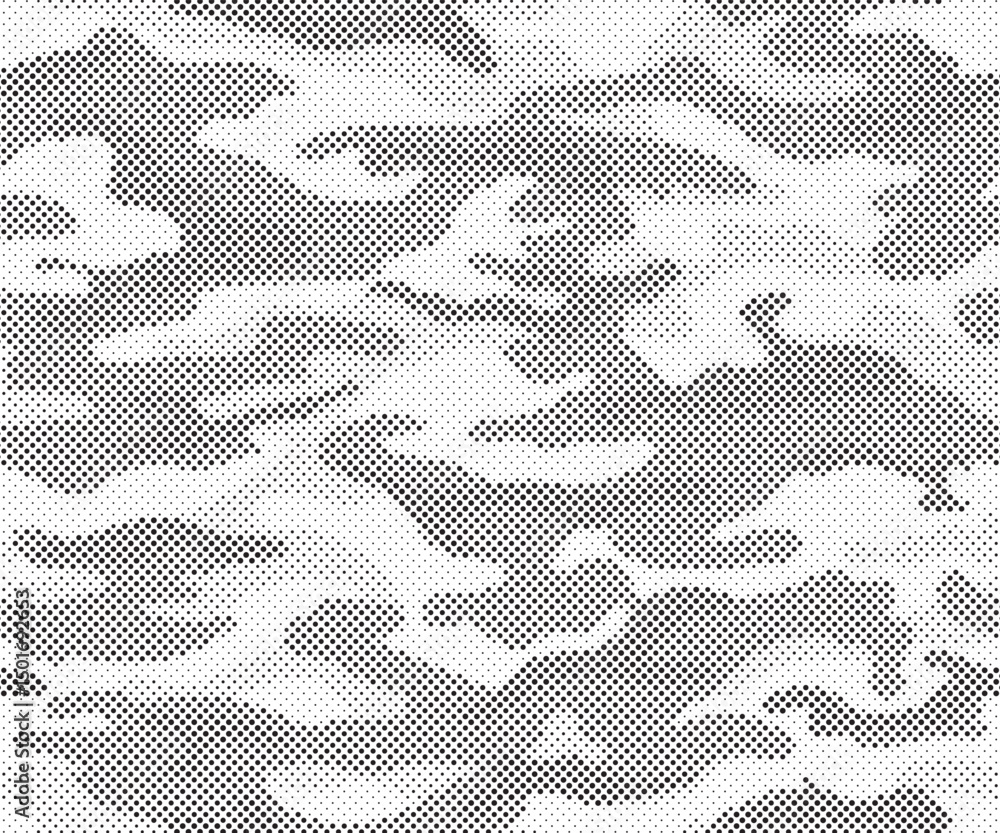 Poster abstract halftone camouflage military texture background soldier repeated seamless pattern. dotted c