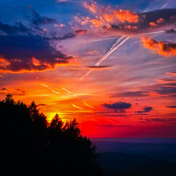 Summer sunset sky in the mountains