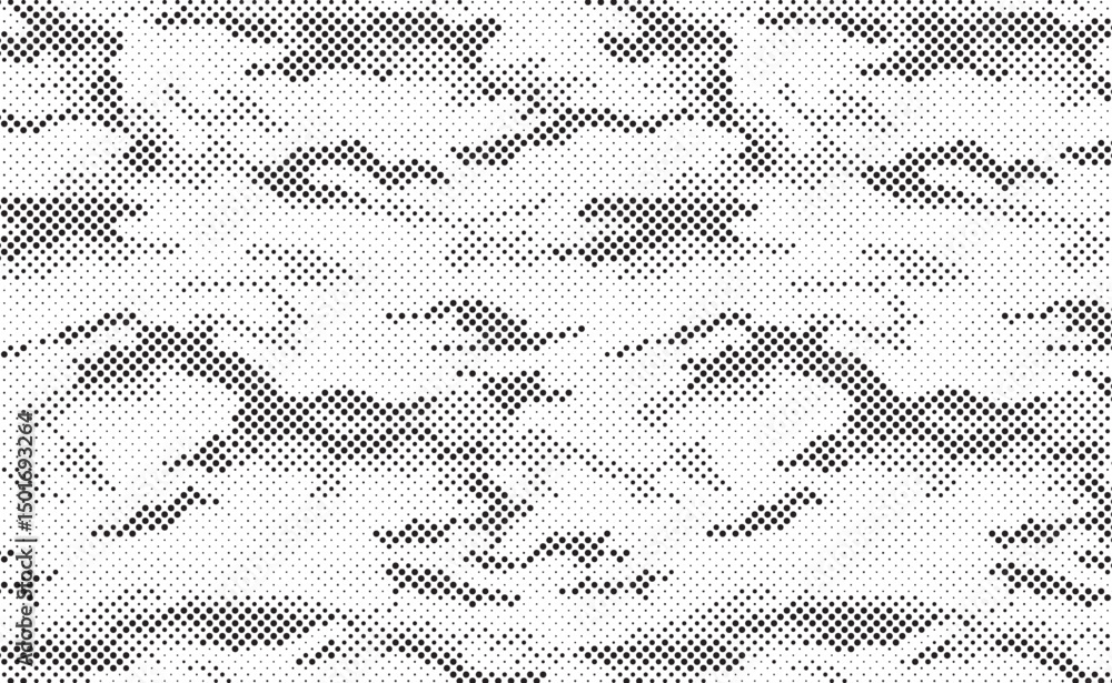 Fototapete abstract halftone seamless camouflage pattern. repeating digital dotted hexagonal camo military text