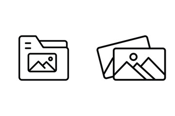 Photo Gallery and Folder Icons Digital Image Storage and Organization Symbols in Minimalist Design