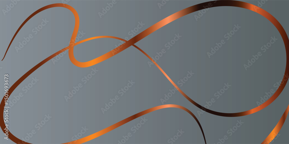 Poster abstract copper-colored line art on gray background. this image showcases dynamic, copper-colored li