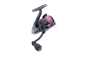 Shimano Vanford open face spinning reel is a lightweight reel with a front drag that is designed for fishing in a variety of conditions.  Isolated on white background with copy space