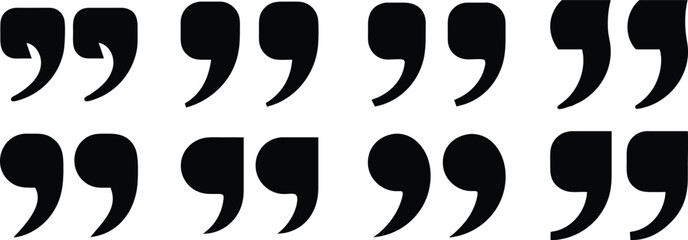 quote mark collection. black quotes icon set. Speech mark. Inverted commas symbol.