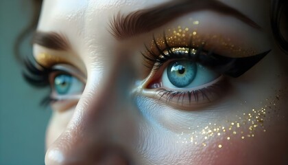 woman eye with blue eyes
