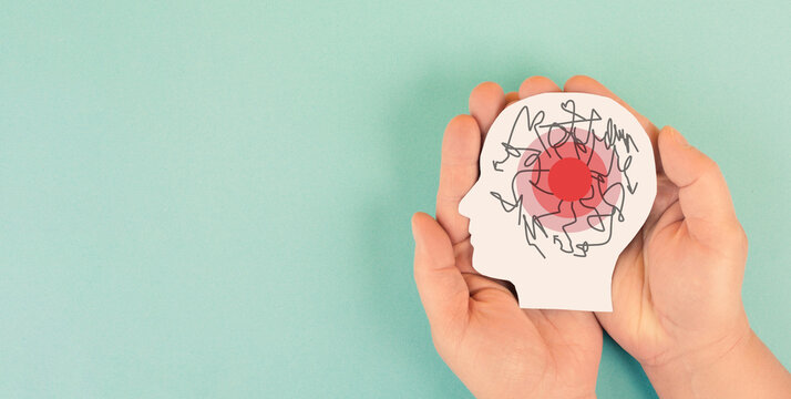 Migraine headache seizure attack, mind with burnout, and stress, epilepsy, alzheimer or tumor in brain