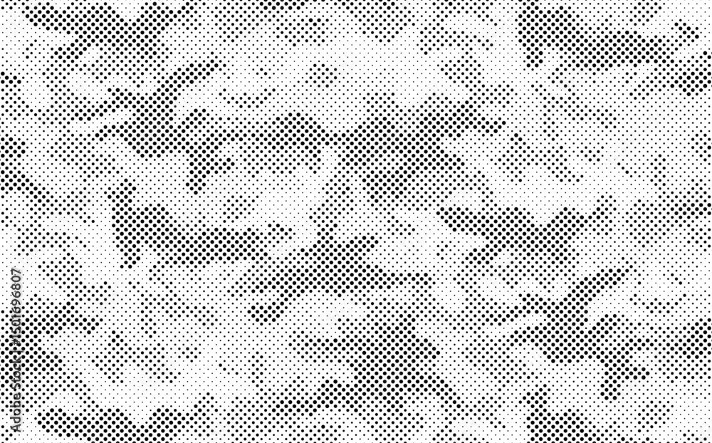 Fototapete abstract halftone seamless camouflage pattern. repeating digital dotted hexagonal camo military text