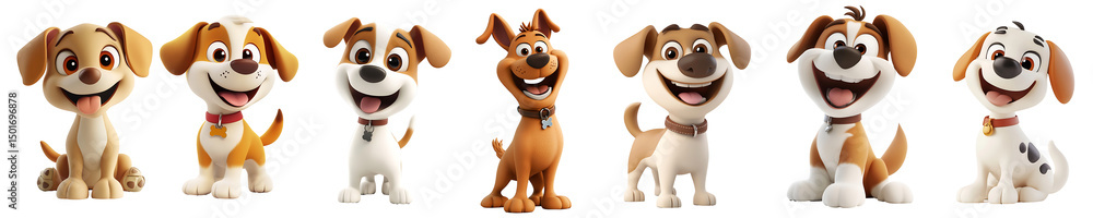Poster cheerful canine lineup: a delightful array of cheerful dogs with various coat colors and markings is