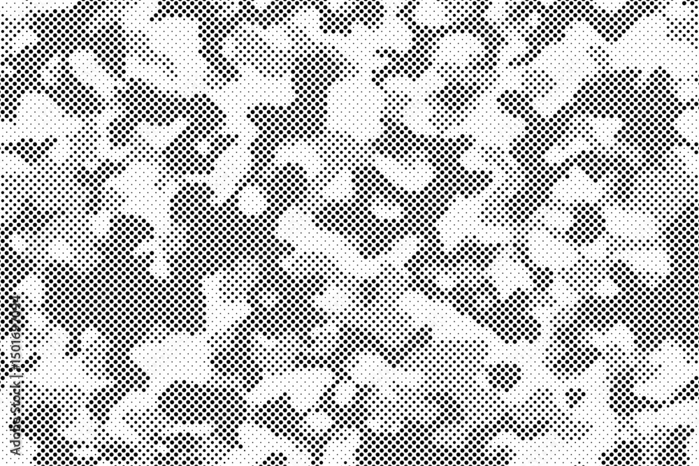 Fototapete abstract halftone seamless camouflage pattern. repeating digital dotted hexagonal camo military text