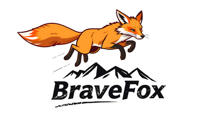 Naklejka premium Cute orange fox illustration holding a sign