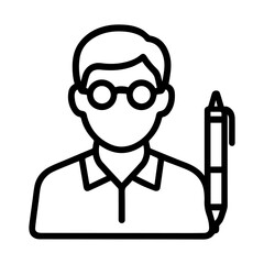 Icon man with pen writer on white background vector
Vector line icon profession