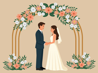 a couple get married illustration