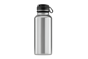 Silver stainless steel water bottle mockup