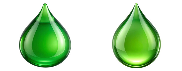  Green Serum Droplet with Glossy Texture Isolated on Transparent Background PNG