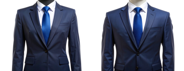 Headless Businessman Suit with White Shirt and Blue Tie  Isolated on Transparent Background PNG
