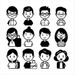 Diverse Vector School Avatar Collection