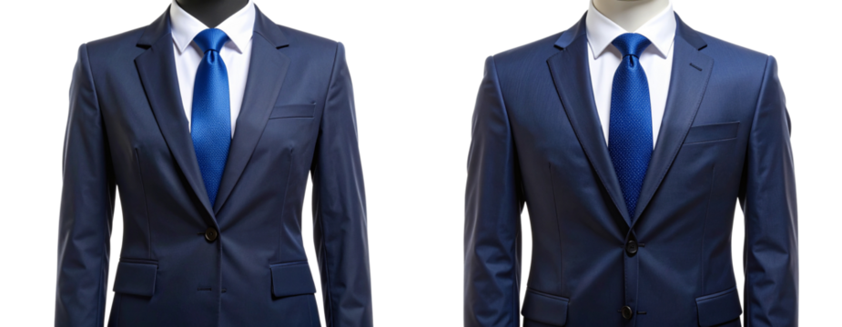 Headless Businessman Suit with White Shirt and Blue Tie  Isolated on Transparent Background PNG - Powered by Adobe