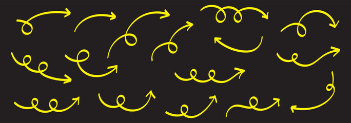 Set of Hand drawn vector arrows doodle on white background. design element vector illustration.