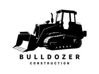 bulldozer balck color logo illustration