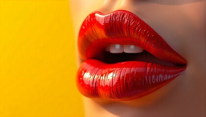 close up of female lips with lipstick