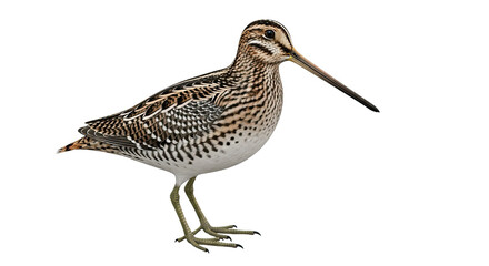 Artistic illustration of a snipe bird, likely a wild marsh species, on a transparent PNG...