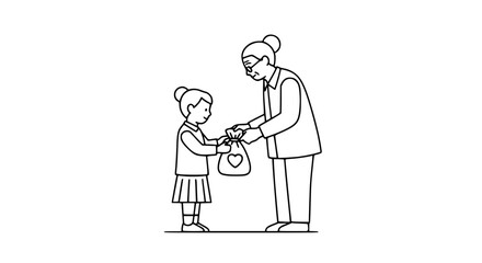 Grandmother Giving Gift Bag to Grandchild