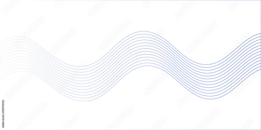 Poster dynamic sound wave isolated on white background. an abstract blue wave flows smoothly across a white