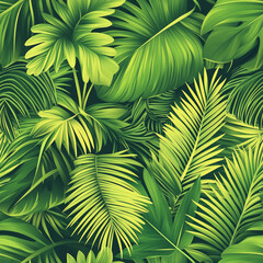 seamless pattern of palm leaves in a modern