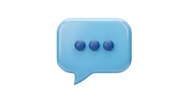 A light blue speech bubble with three dark blue dots on a black background isolated on white background, tarensparent background, png, jpg,jpeg,  on transparent background