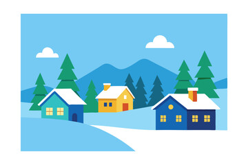 winter landscape with houses