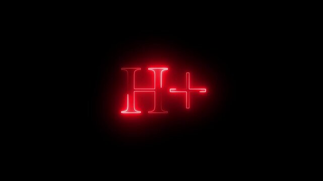 H+ text neon glowing effect lines animation on black background .4k HD neon text animated motion video.
