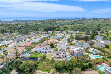 Aerial view of residential urban sprawl in San Diego, South California, USA